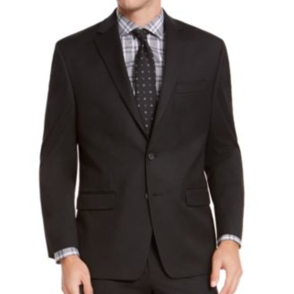 IZOD Mens Classic-Fit Medium Blue Black Solid 42L